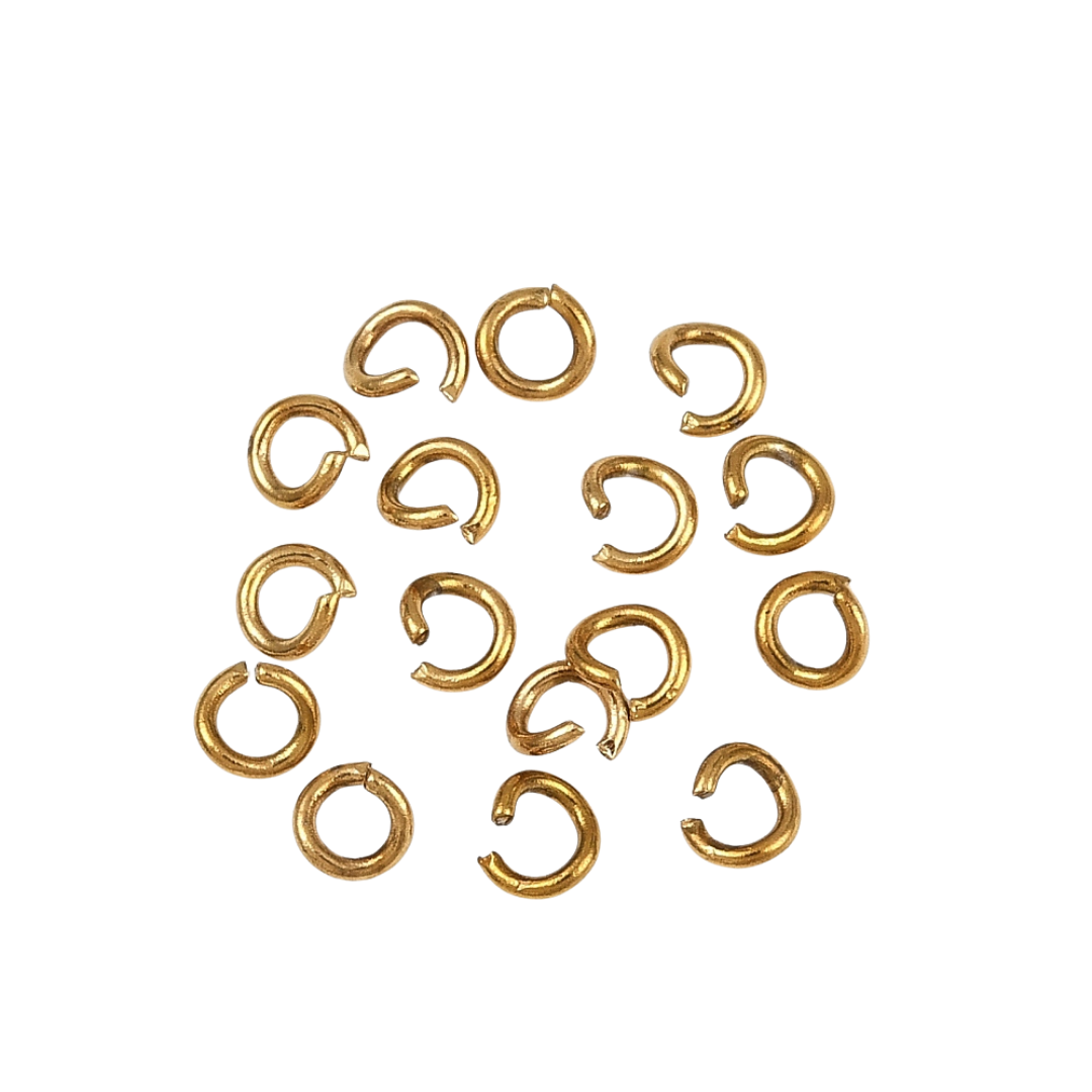 Guldfärgat rostfritt stål bindringar 4 mm med PVD plätering, ca 20 st