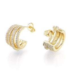 Örhängen stora breda hoops med cubic zirconia, 1 par