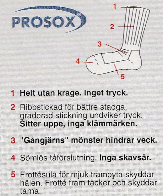 Prosox ANKEL bomull, frottesula. Vit