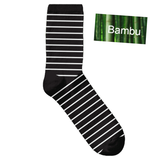 Bambu strumpa Vit / Svartrandig