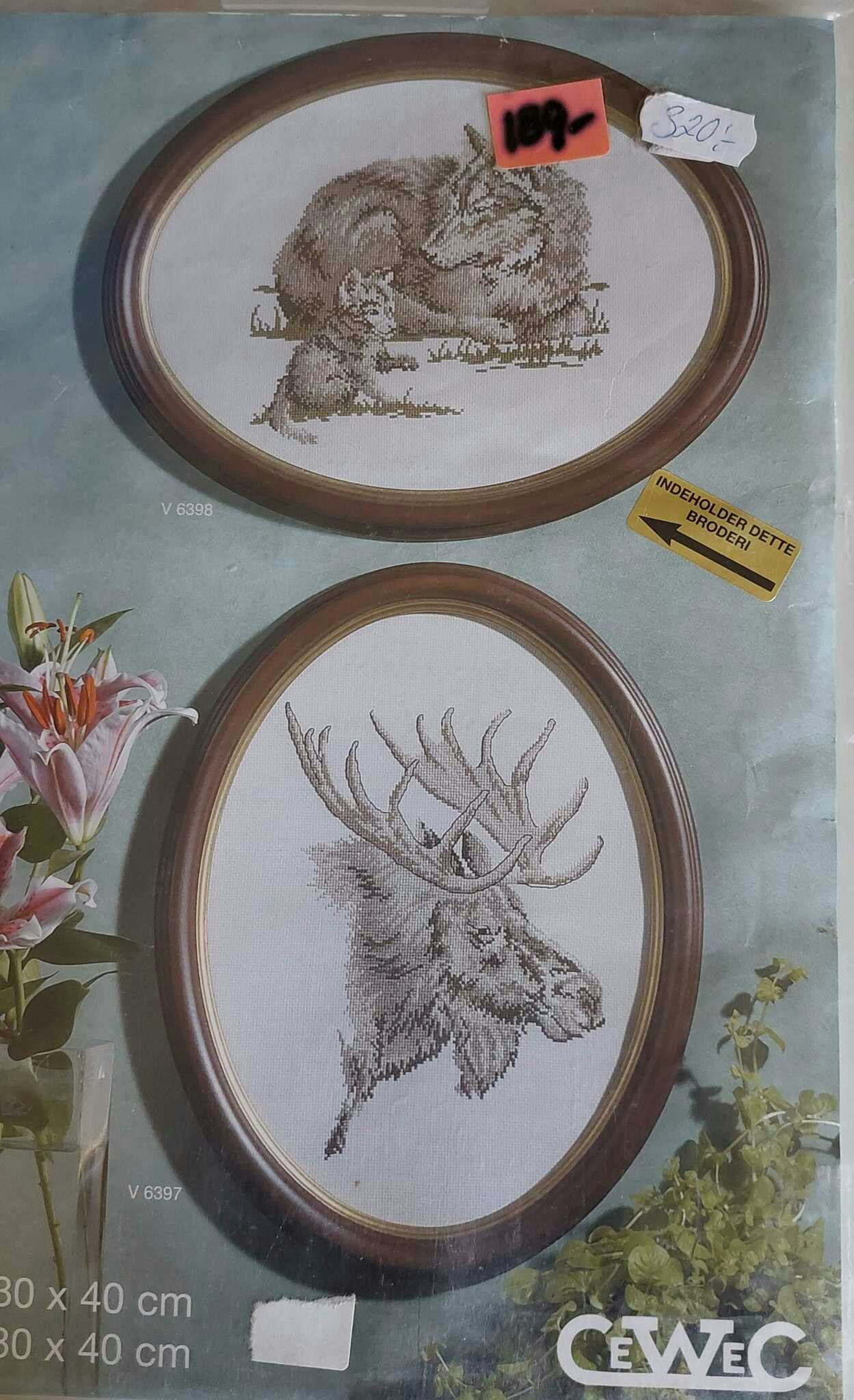 Tavla "Varg med valp" 30 x 40 cm