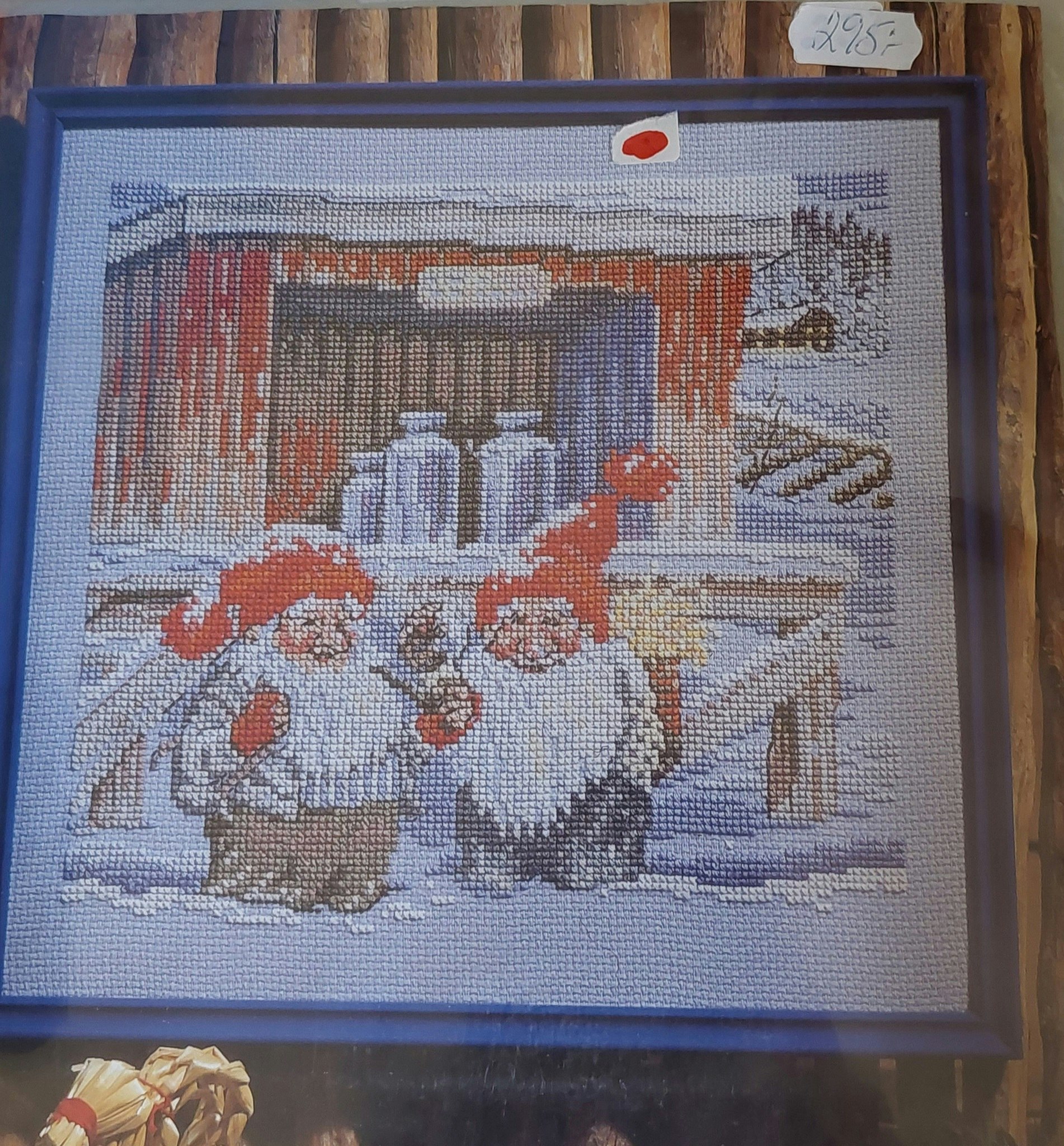 Tavla " Tomtekusiner vid mjölkbordet 31 x 30 cm "