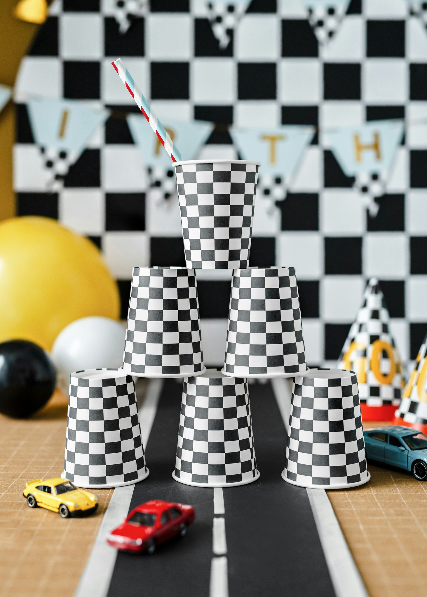 Pappersmuggar 6-pack Racingflagga