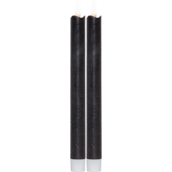 Antikljus 2-pack Flamme svart 25 cm, med timer