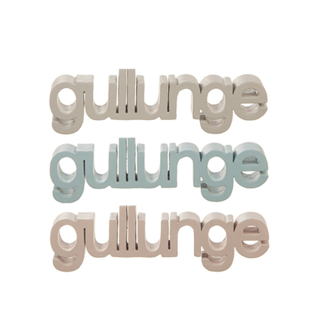 Stående text "Gullunge", 3 färgvarianter