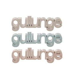 Stående text "Gullunge", 3 färgvarianter