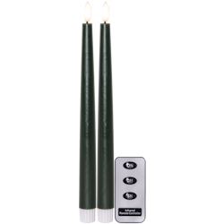 Antikljus 2-pack Flamme Slim Grön 28 cm