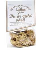 Budskapspåse hjärtan guld  Du är guld värd