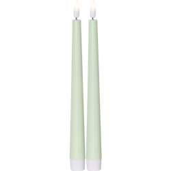 Antikljus 2-pack Flamme Candy grön 26 cm, med timer