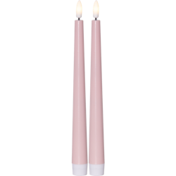Antikljus 2-pack Flamme Candy rosa 26 cm, med timer