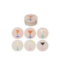 Glasunderlägg med drinkmotiv, 6-pack