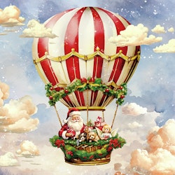 Servett Tomte i luftballong
