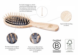 TEK - Stor hårborste i askträ med korta träpiggar