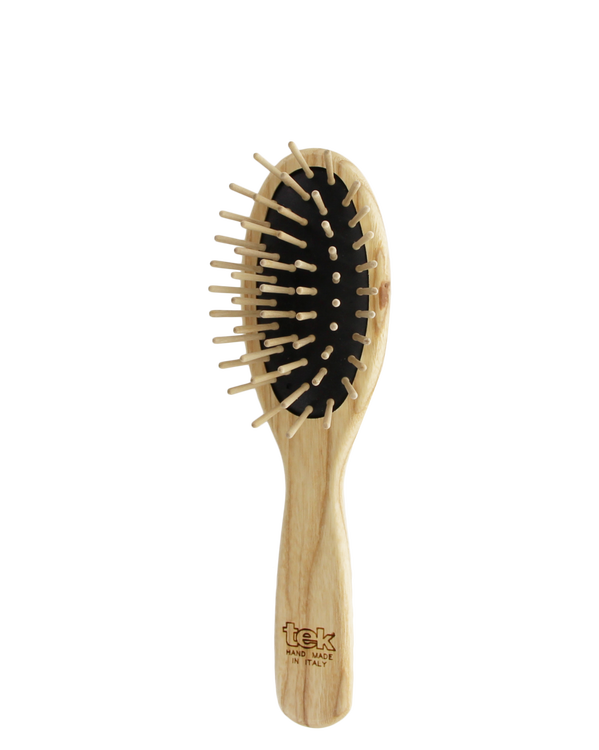 TEK - Liten hårborste i askträ med korta träpiggar