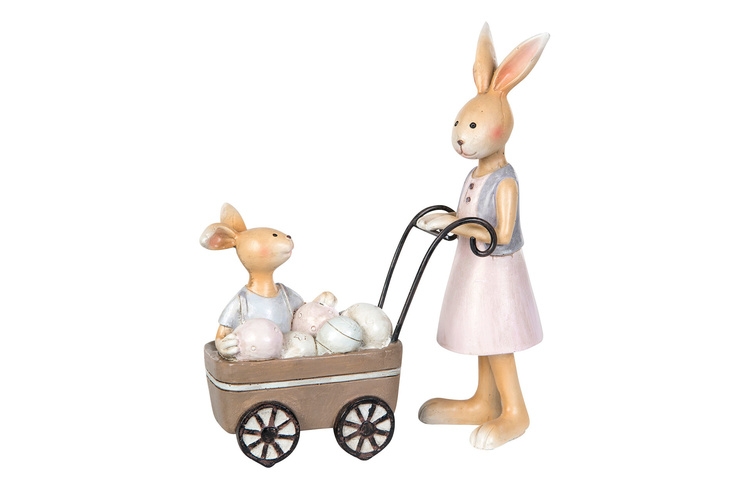 Kaninmamma med barnvagn 15 cm