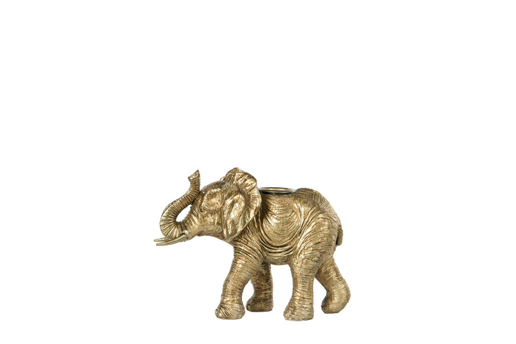 Kronljusstake Elefant Mörk Guld 14x7x11 cm
