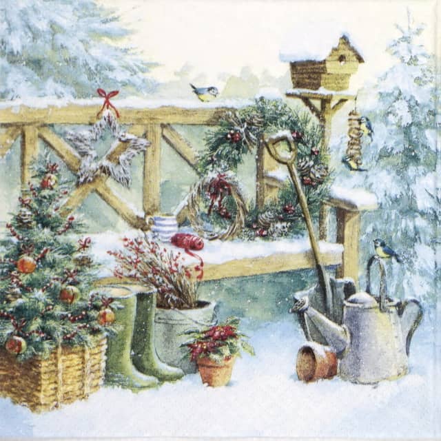 Servett från ti-flair -  "Vinter i trädgården"