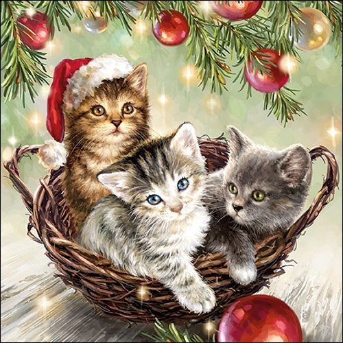 Julservett från Ambiente -  *Katter i korg*