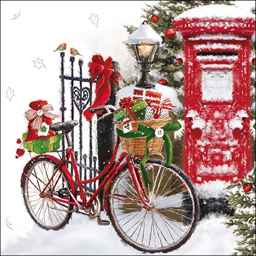 Julservett från Ambiente - *Cykel i snö* - Kaprifol Papper & Present