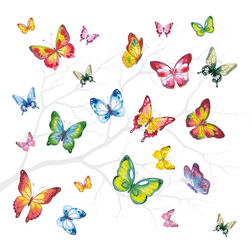 Kaffeservett från Ambiente - *Färgglada fjärilar* - *Colourful butterflies*