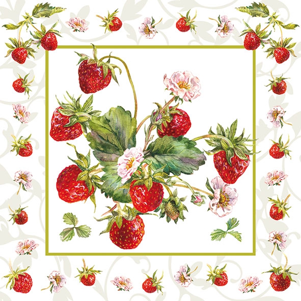 Servett från Ambiente -  *Färska jordgubbar*