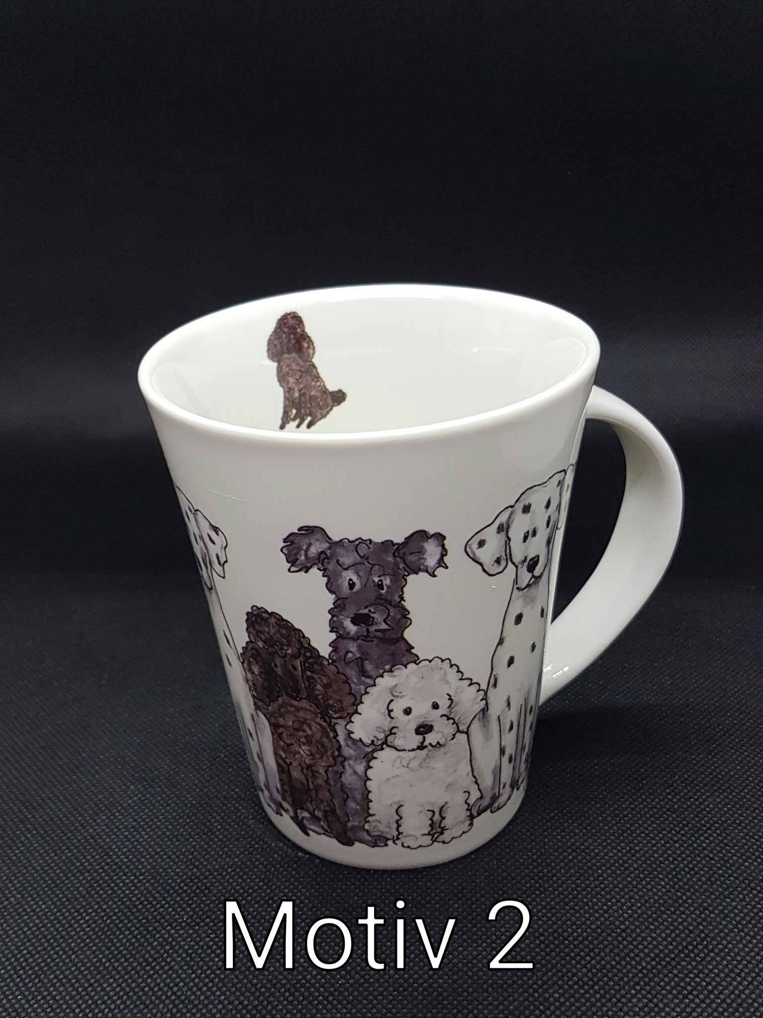 Mugg med hundmotiv, svensk originaldesign Camilla Ståhl