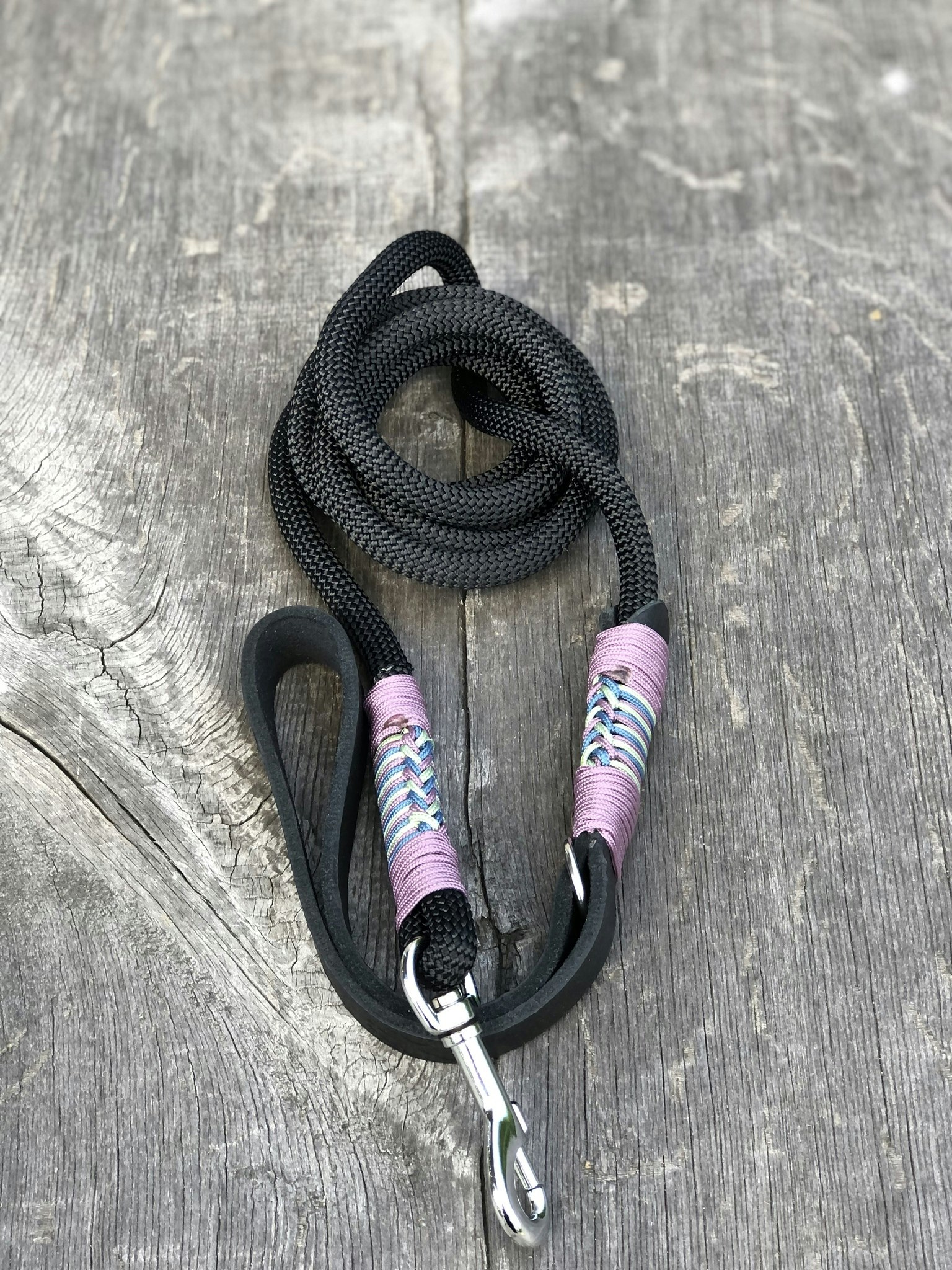 Dog Leash med Läderhandtag