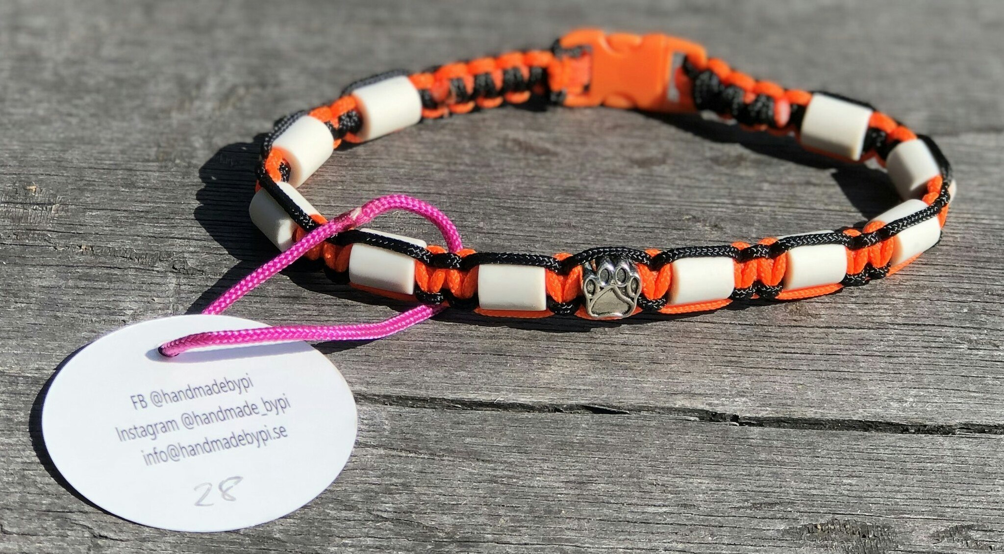 28 cm fästinghalsband Svart/NeonOrange