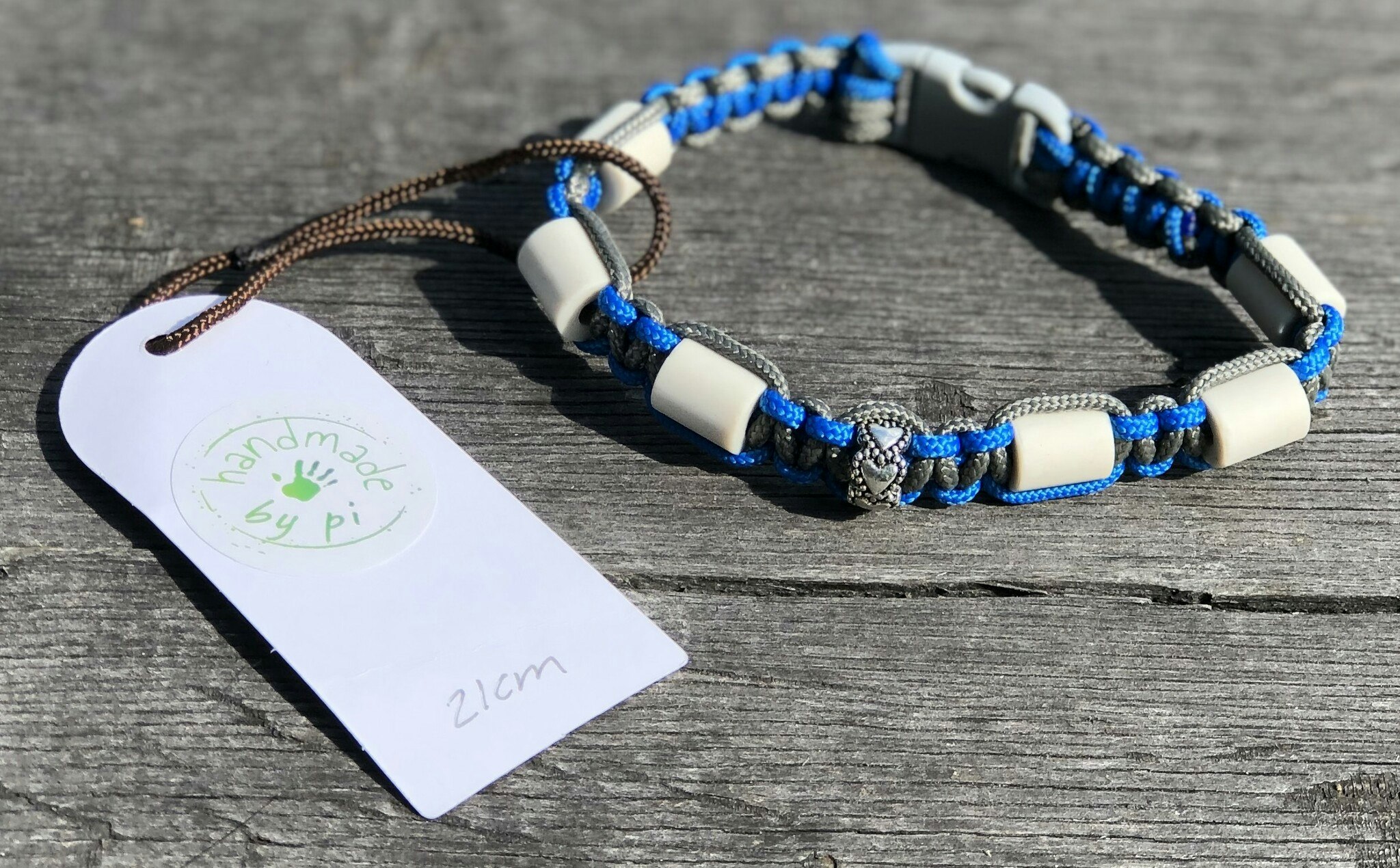 21 cm fästingarmband GreeceBlue/SteelGrey