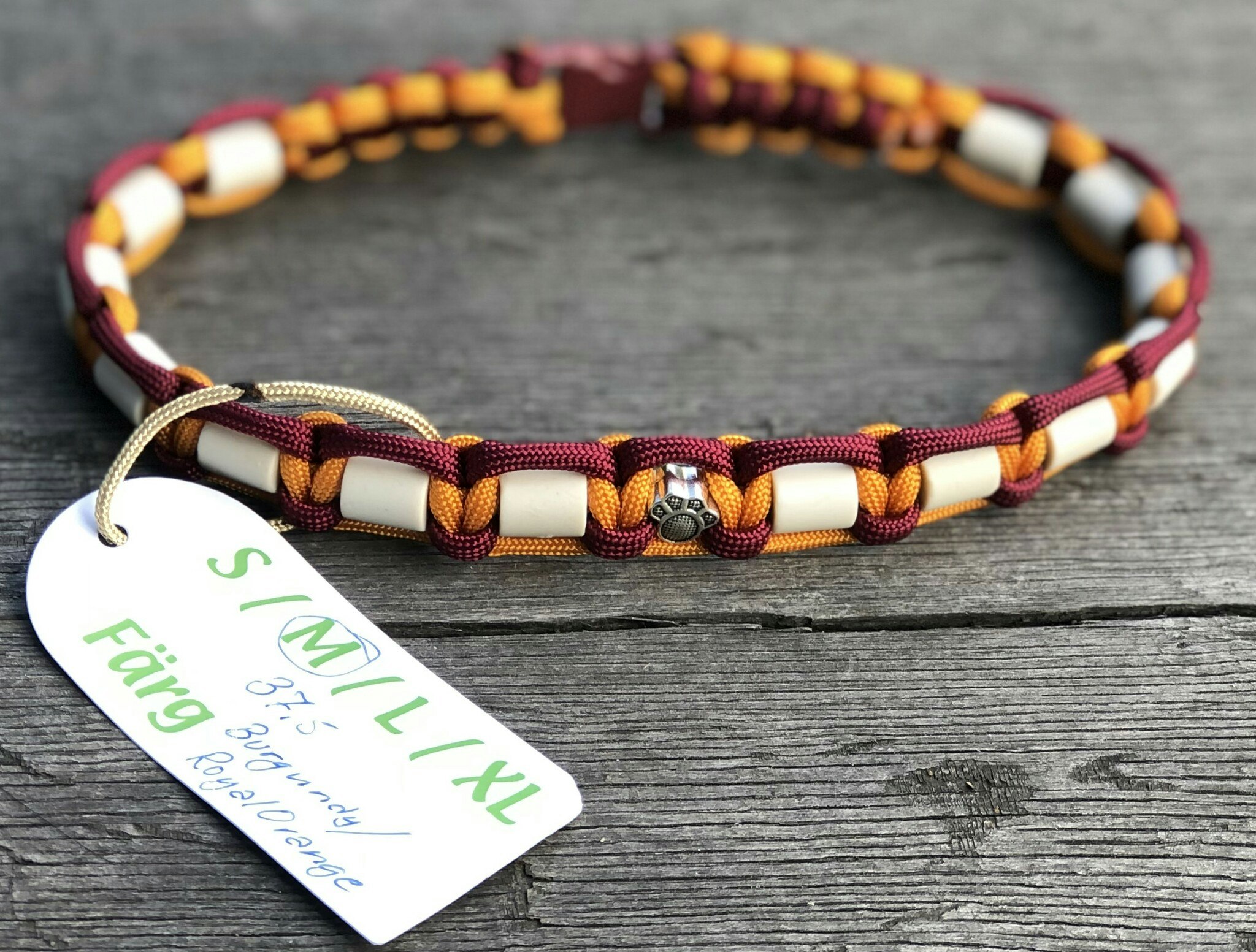 37,5 cm fästinghalsband Burgundy/RoyalOrange