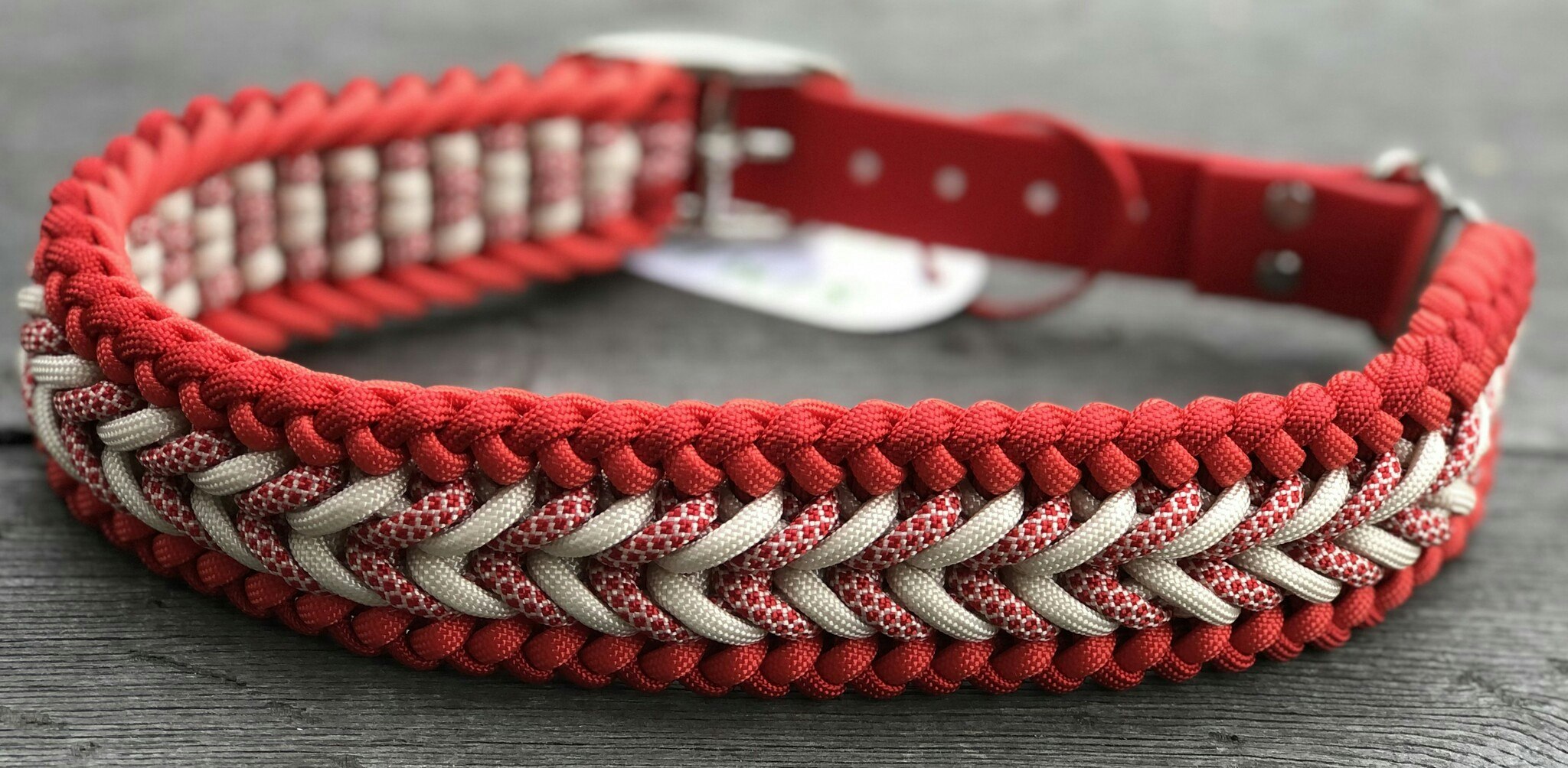 Halsband 43-50cm Imperial Red med Biothane-Adapter