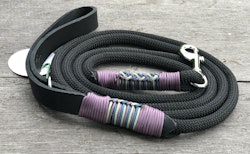 203 cm Dog Leash Rope koppel med läderhandtag Svart