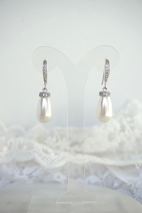 Sølv/ hvit perle
