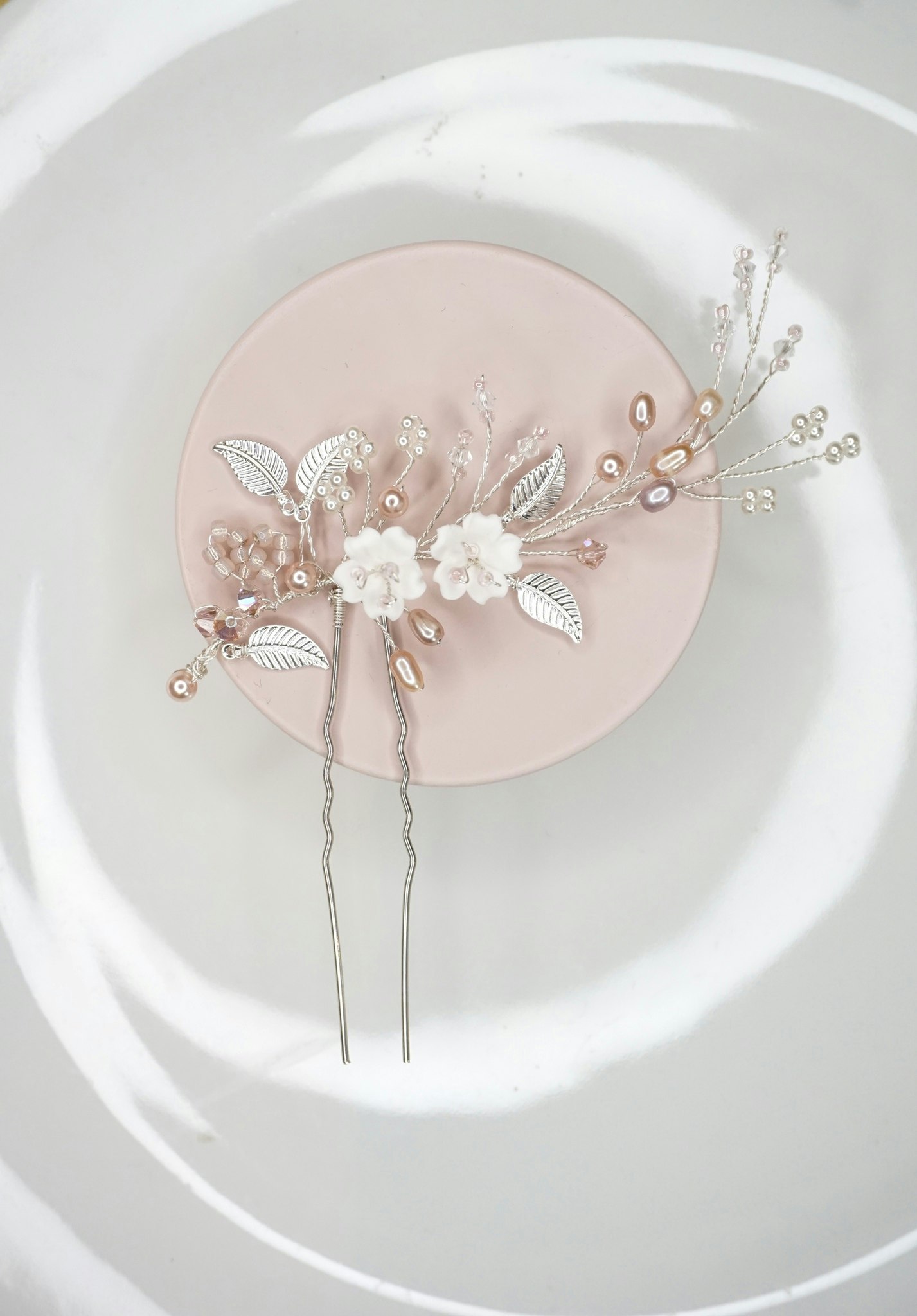 Blomsterkvist i sølv/Vintage Rose