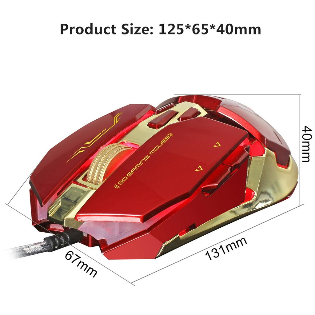 ZERODATE  X800 USB 8 programmerbara knappar 3200 DPI Röd