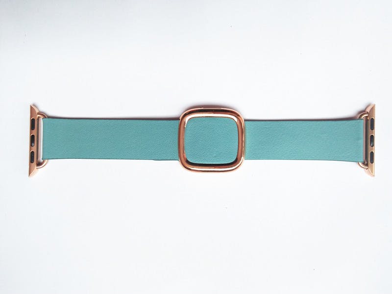Modern Rosegold Buckle Läderarmband till Apple Watch 42/44mm Ljusblå