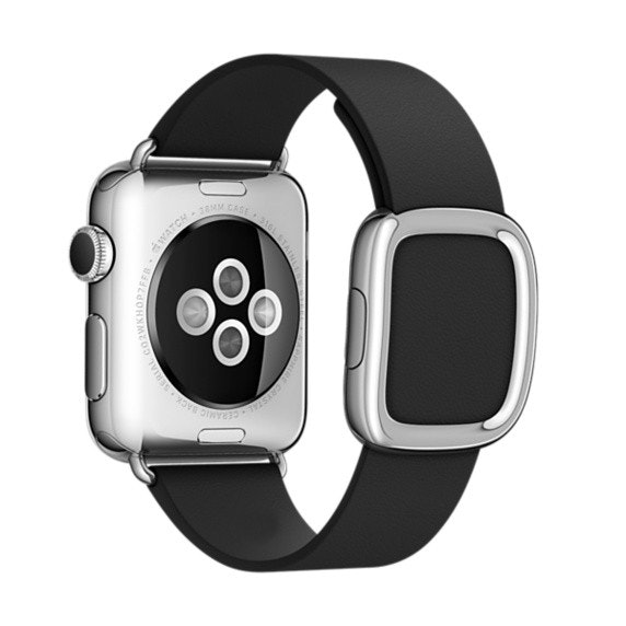 Modern Silver Buckle Läderarmband till Apple Watch 42/44mm