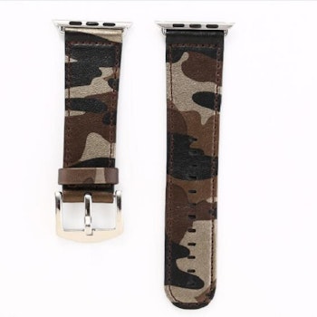 Kamouflage stil läderrem klockarmband för Apple Watch 38/40mm Brun/Svart/Guld