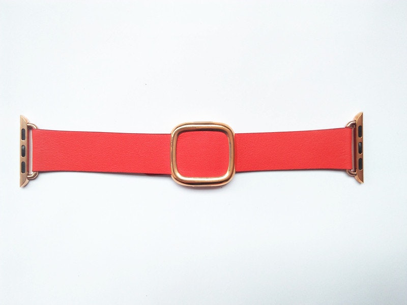 Modern Rosegold Buckle Läderarmband till Apple Watch 42/44mm Röd