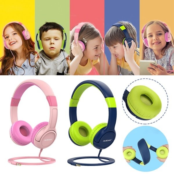 Ausdom K1 Kids hörlurar musikdelning 85dB volym begränsad 2-pack