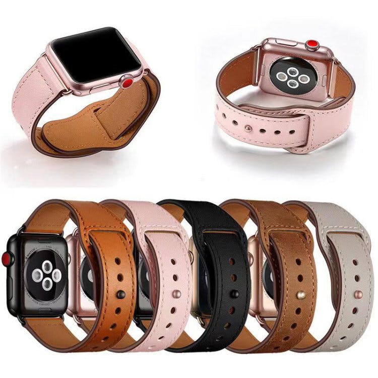 Äkta läder armband till Apple Watch 38/40mm grå