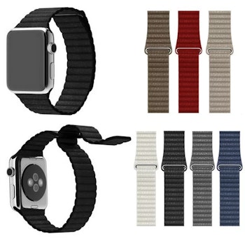 För Apple Watch 38/40mm Loop magnetlåsspänne PU läder armband Brun