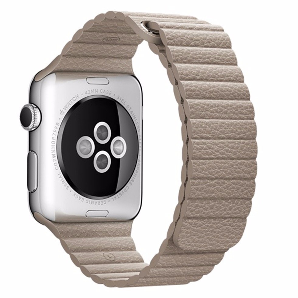 För Apple Watch 38/40mm Loop magnetlåsspänne PU läder armband Brun