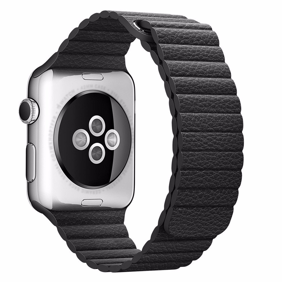 För Apple Watch 38/40mm Loop magnetlåsspänne PU läder armband Brun