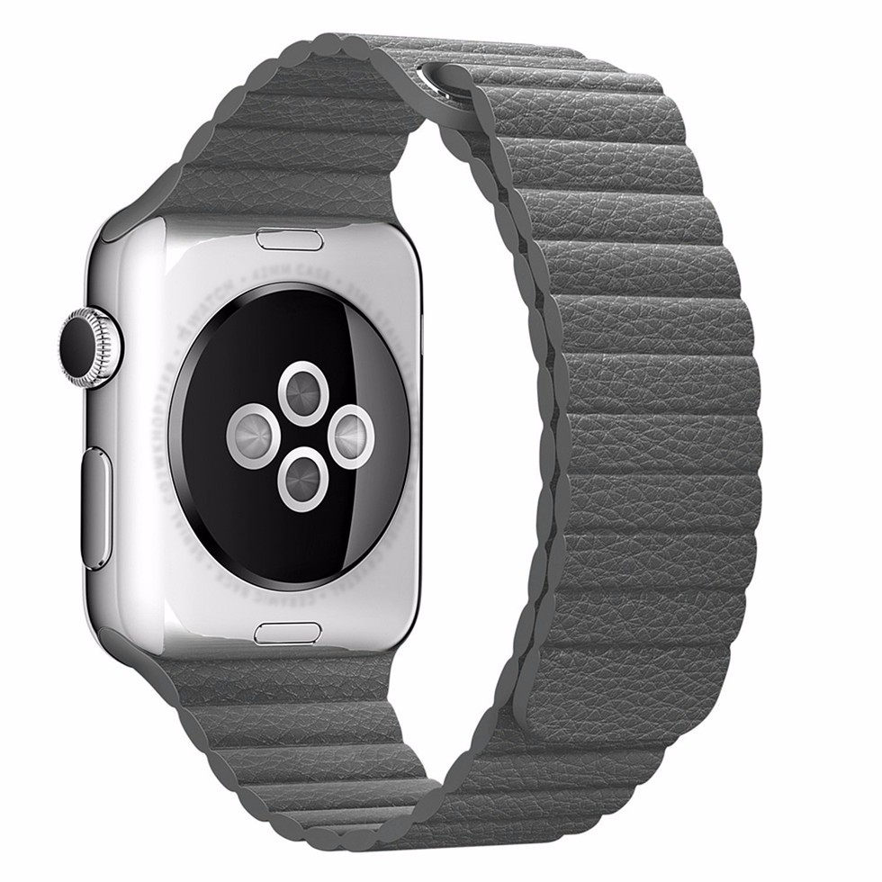 För Apple Watch 38/40mm Loop magnetlåsspänne PU läder armband Brun