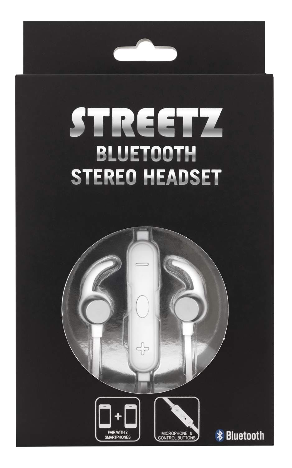 STREETZ Bluetooth stereo headset mikrofon 6-8h speltid