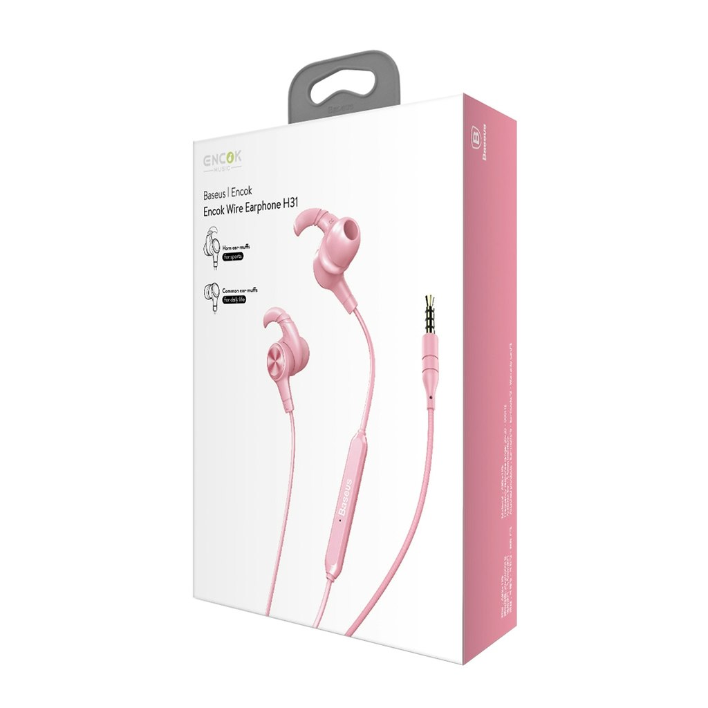 Baseus Encok H31 in-ear 3.5mm hörlurar Rosa