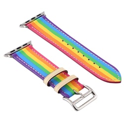 För Apple Watch 38/40mm Läderarmband Pride Silverspänne