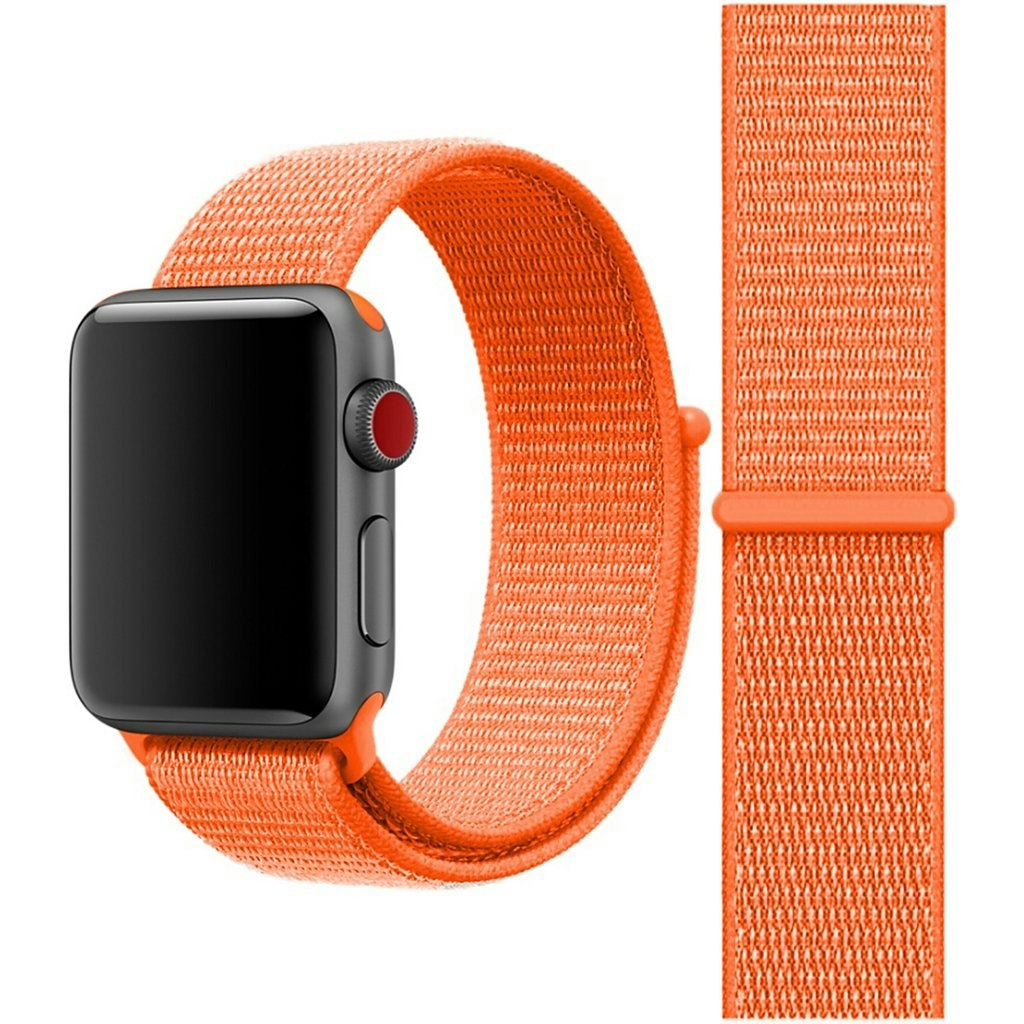 För Apple Watch 42/44mm Nylon Loop med kardborreknäppning Orange