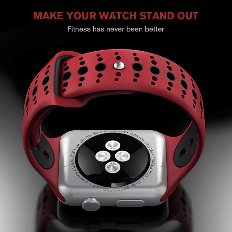 För Apple Watch 38/40mm  Svart+grå silikon Sport klockarmband